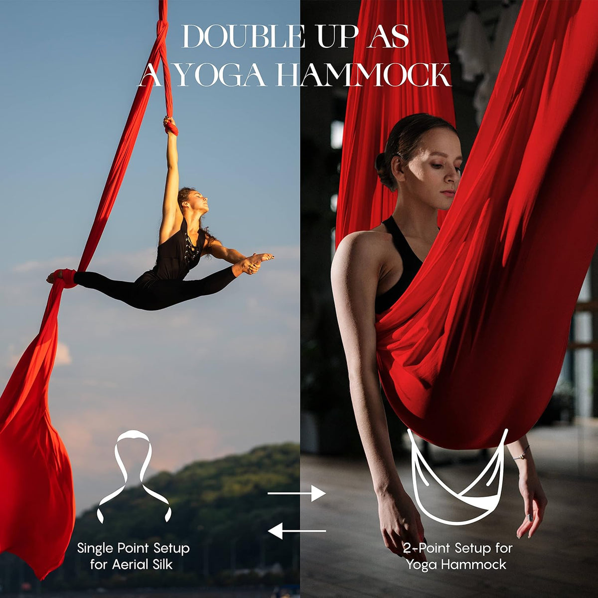 Aerial Silks Yoga Hammock Kit, 11 Yards, Hardware and Swivel
