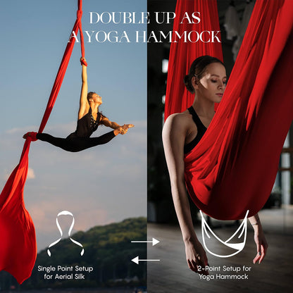 Aerial Silks Yoga Hammock Kit, 11 Yards, Hardware and Swivel