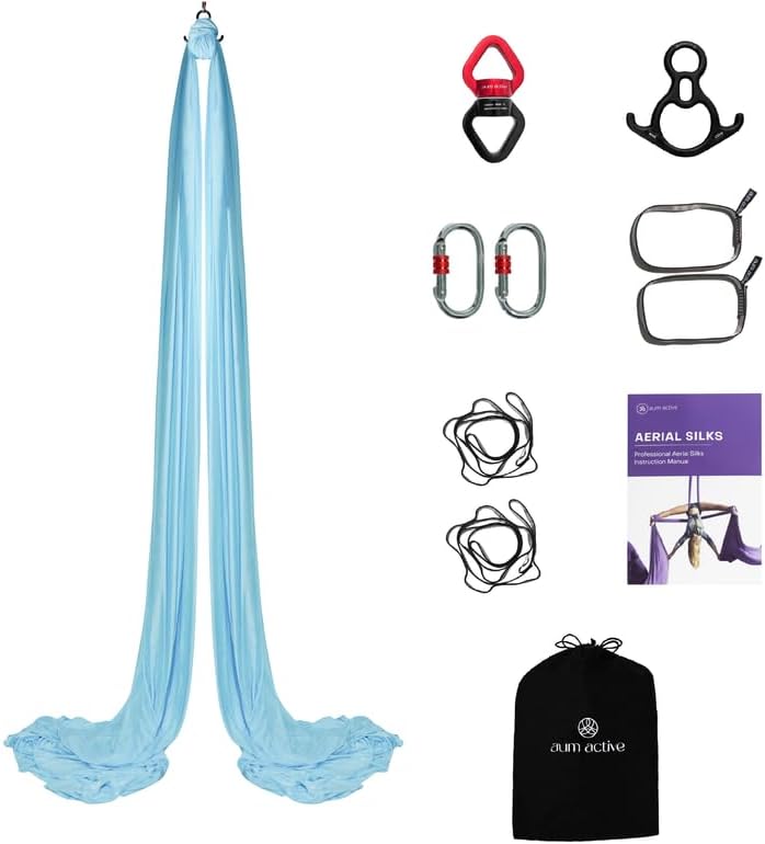 Aerial Silks Yoga Hammock Kit, 11 Yards, Hardware and Swivel