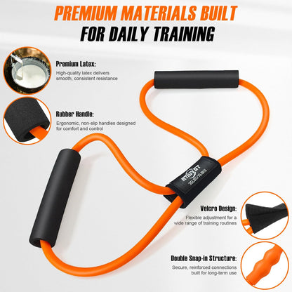 Upgraded Durable Pedal Resistance Band with Handle and Figure 8 Resistance Band Set, Stretch Bands for Exercise, Full Body Workout Equipment for Core Abs Waist Arms Back Stretching Training