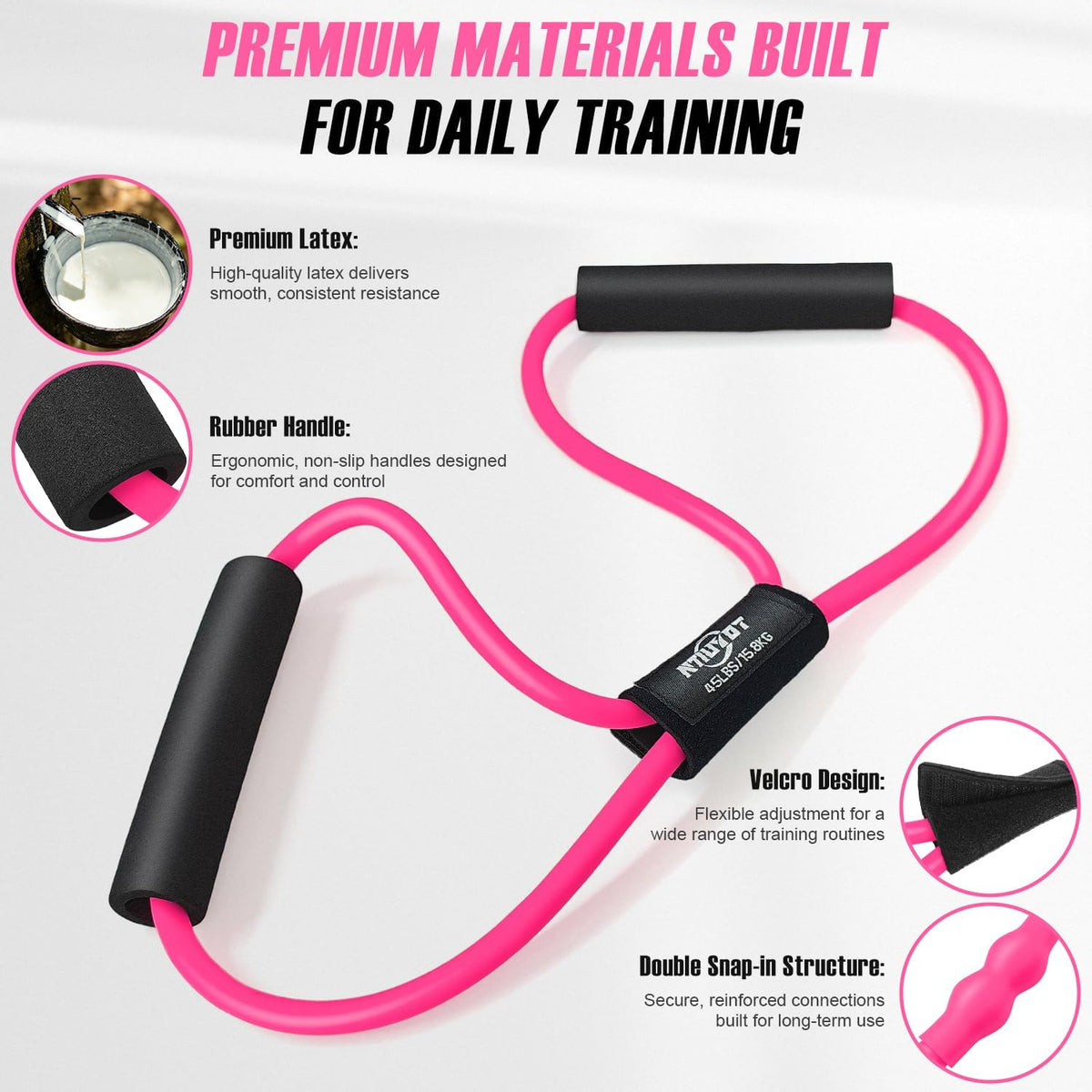 Upgraded Durable Pedal Resistance Band with Handle and Figure 8 Resistance Band Set, Stretch Bands for Exercise, Full Body Workout Equipment for Core Abs Waist Arms Back Stretching Training