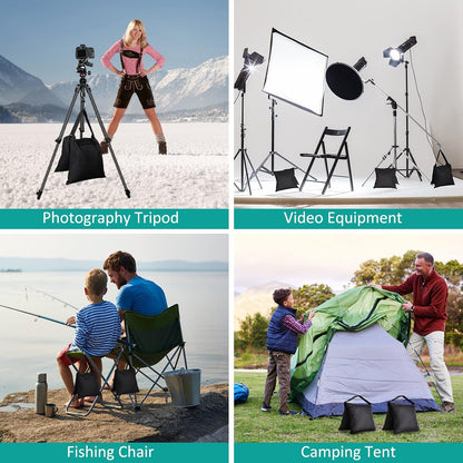 4 Packs Sandbags Weight Bags for Light Stand Photography Video Equipment, Heavy Duty Saddlebag for Backdrop Stand, Photo Tripod, Canopy, Pop up Tent, Umbrella Base, Fishing Chair, Picnic Table