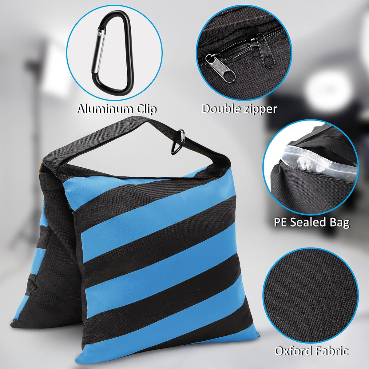 4 Packs Sandbags Weight Bags for Light Stand Photography Video Equipment, Heavy Duty Saddlebag for Backdrop Stand, Photo Tripod, Canopy, Pop up Tent, Umbrella Base, Fishing Chair, Picnic Table