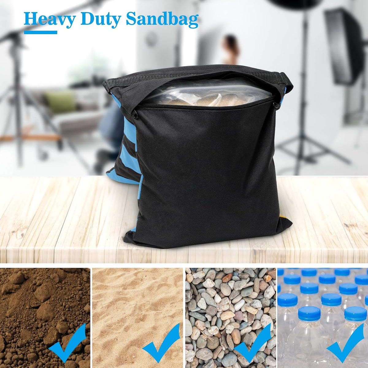 4 Packs Sandbags Weight Bags for Light Stand Photography Video Equipment, Heavy Duty Saddlebag for Backdrop Stand, Photo Tripod, Canopy, Pop up Tent, Umbrella Base, Fishing Chair, Picnic Table
