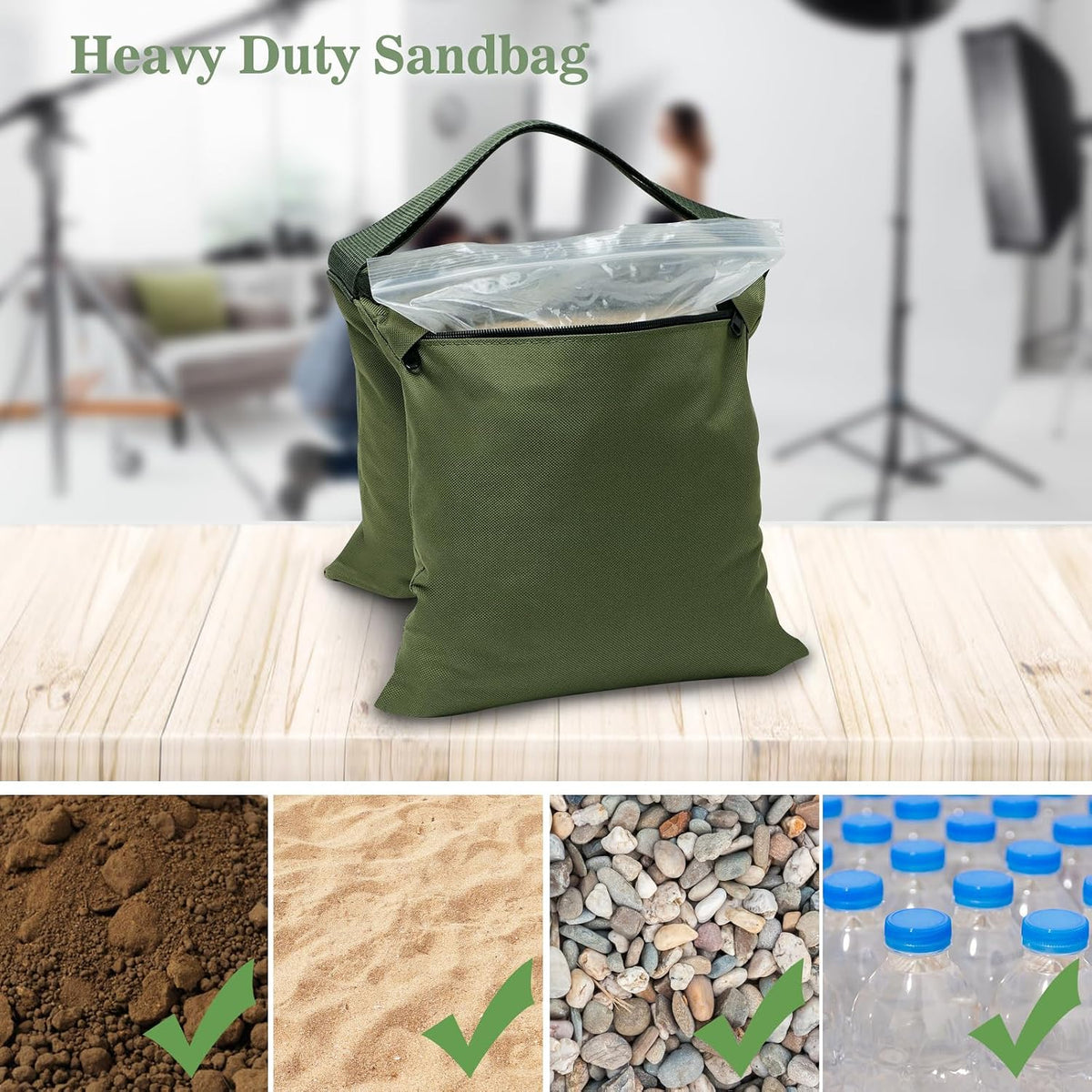 4 Packs Sandbags Weight Bags for Light Stand Photography Video Equipment, Heavy Duty Saddlebag for Backdrop Stand, Photo Tripod, Canopy, Pop up Tent, Umbrella Base, Fishing Chair, Picnic Table