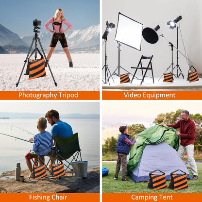 4 Packs Sandbags Weight Bags for Light Stand Photography Video Equipment, Heavy Duty Saddlebag for Backdrop Stand, Photo Tripod, Canopy, Pop up Tent, Umbrella Base, Fishing Chair, Picnic Table