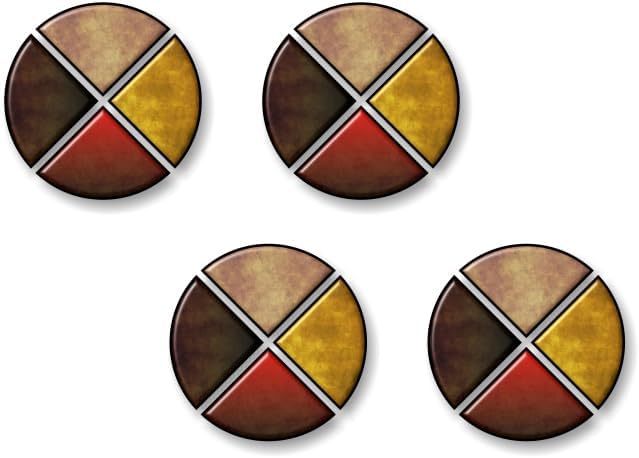 4 Vintage 4" Medicine Wheel Decal Set Native American Indigenous Yoga Meditation Drumming Circle Vinyl Stickers (4 Decal Set - 4"x 4")