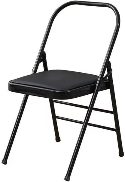 Yoga Auxiliary Chair Pilates Backless Yoga Chair Iyengar Auxiliary Chair with Non-Slip Feet Covers Professional Strength Training Chair,Black-45 * 42 * 80cm