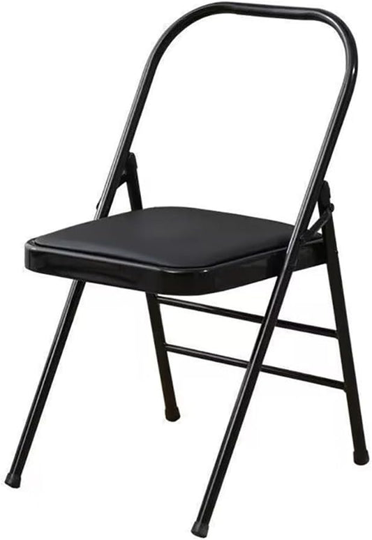 Yoga Auxiliary Chair Pilates Backless Yoga Chair Iyengar Auxiliary Chair with Non-Slip Feet Covers Professional Strength Training Chair,Black-45 * 42 * 80cm
