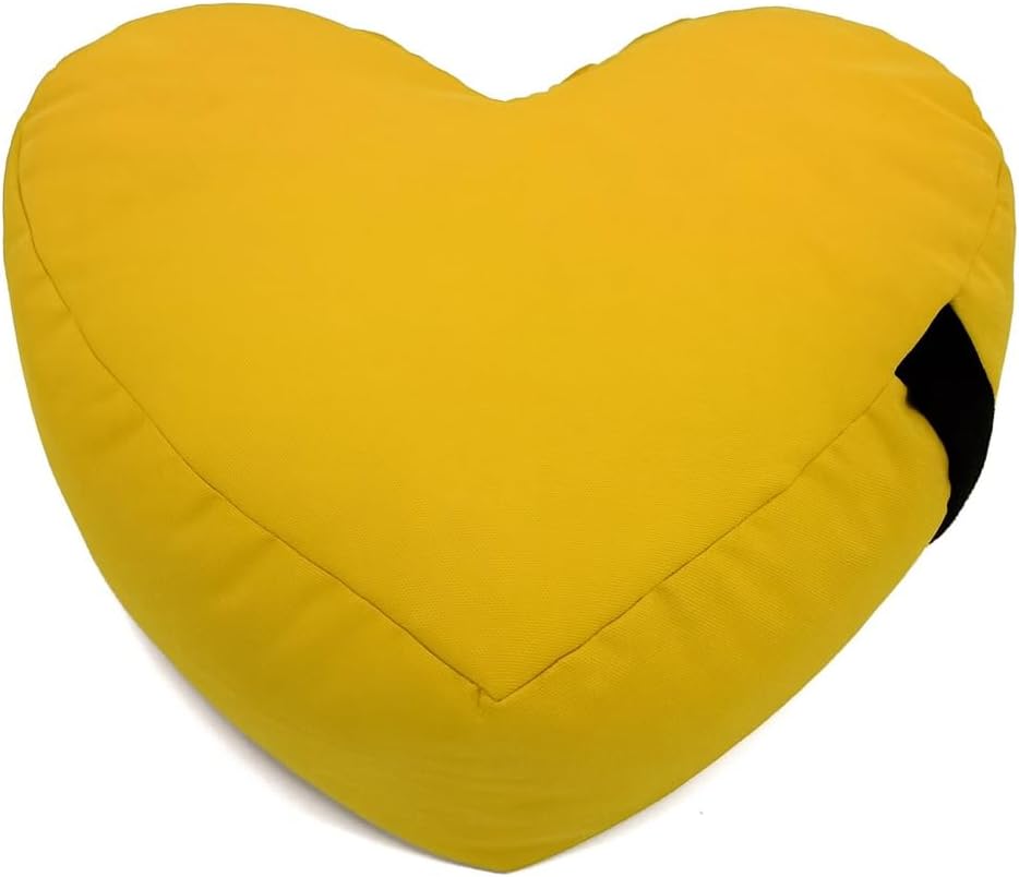 Bean Products Zafu Meditation Pillows for Sitting on Floor, Yoga Cushion, Cotton/Buckwheat Fill Yoga Pillow, Zafu Meditation Cushion, Zen Kneeling Prayer Pad- Made in USA - 14" Round - Saffron