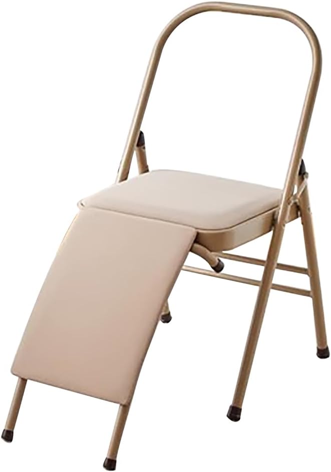 Foldable Yoga Auxiliary Chair for Adults, with a Load Capacity of 300 pounds, Iyengar Yoga Chair with Lumbar Support, Foldable Yoga Chair, Stable and Durable,Blue-No Lumbar Support, Nolumbarsupport