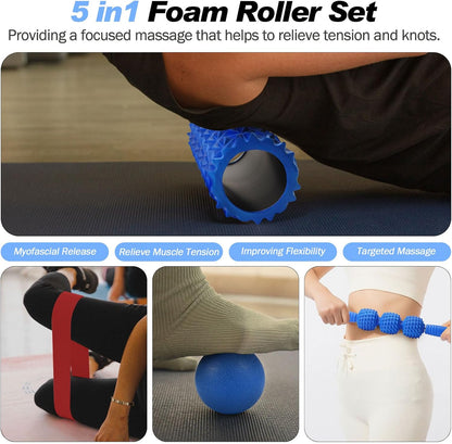 5 in 1 Foam Roller Set High Density Patented Foam Roller for Exercise