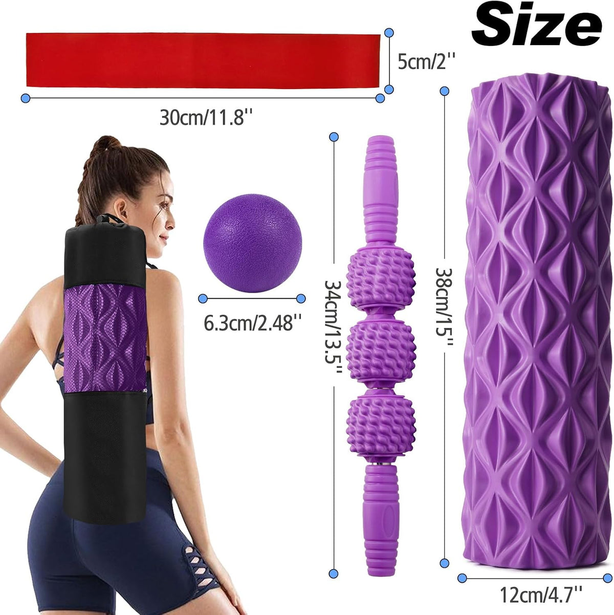 5 in 1 Foam Roller Set High Density Patented Foam Roller for Exercise