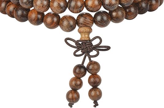 Handmade Mala Beads Bracelet 108 8mm Prayer Meditation Bracelet Sandalwood Elastic, Buddhist Beads, Prayer Mala Necklace for Men and Women Gifts