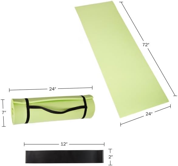 Yoga Mat Set - 4-Pack of Resistance Bands for Working Out with 1/2-Inch Workout Mat - Home Gym Starter Kit - Exercise Equipment by Wakeman (Green)