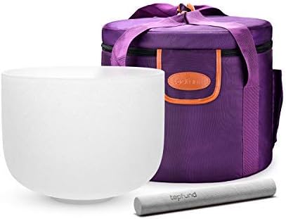 TOPFUND Pink Purple F Note Crystal Singing Bowl Heart Chakra 8 inch with Suede Mallet