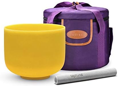 TOPFUND Pink Purple F Note Crystal Singing Bowl Heart Chakra 8 inch with Suede Mallet