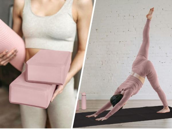 EXERZ Yoga Blocks 2 pack, Gym Blocks, Exercise Workout Fitness Bricks, Pilates Stretch Handstand Non-Slip