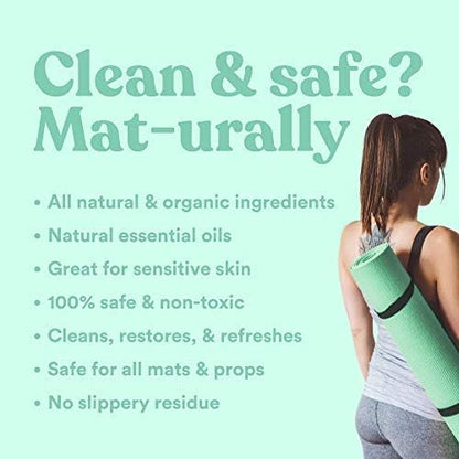 ASUTRA Yoga Mat Cleaner Spray (Peaceful Lavender), 4 fl oz - No Slippery Residue, Organic Essential Oils, Deep-Cleansing for Fitness Gear & Gym Equipment, Microfiber Towel Included