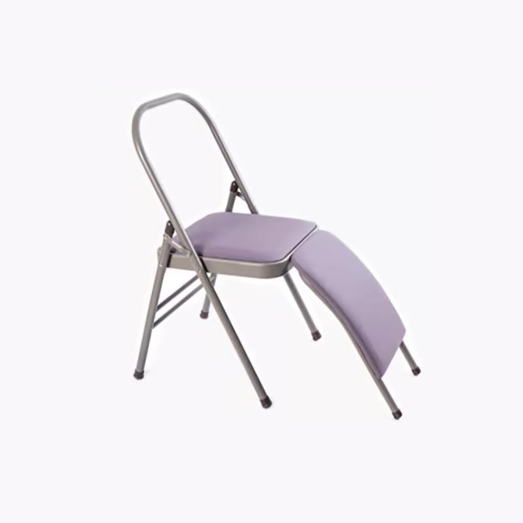 Backless Yoga Chair,Folding Yoga Chair,Yoga Auxiliary Chair with Lumbar Back Support,with Non-Slip Foot Covers,Yoga Auxiliary Chair,Balance Handstand Training Tool,Purple