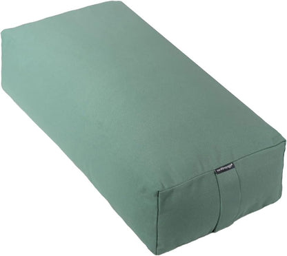 Extra Firm Large Yoga Bolster, 24" x 12" x 6" Cinched OR Zippered Yoga Pillow, Rectangular Cotton Cushion With Removable Cover for Studios, 1 Pack or 2 Pack