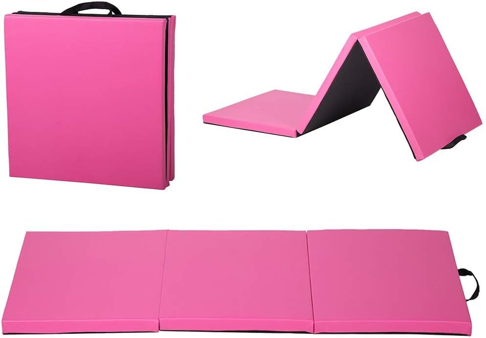 Gymnastics Tumbling Mats Portable Gymnastics Mat Folding Tumbling Mat Thick Yoga Mat Exercise Mat with Carrying Handles for home Workout outdoor Yoga Gymnastic
