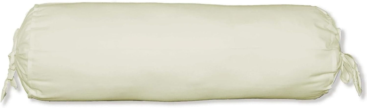 Ivory Cotton Bolster Cover – 16x6 in | Set of 2 | Soft, Washable Pillowcase for Round Yoga & Neck Roll Pillows