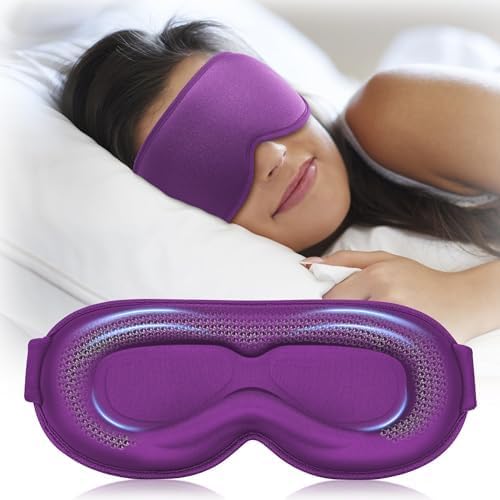 Weighted Eye Mask for Sleeping - 3D Blackout Sleep Mask for Women Men, Zero Eye Pressure, Lash-Friendly, Adjustable Strap, Airplane Travel Essentials for Long Flight & Road Trip, Meditation Mask(Gray)