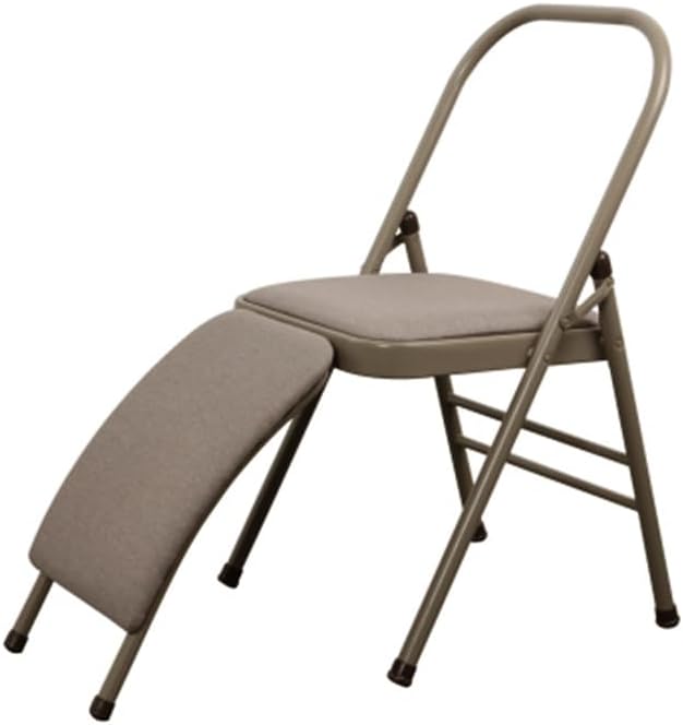 Thickened Iyengar Yoga Chair, Multi-Purpose Metal Foldable Fitness Chair, Yoga with Lumbar Support and Stretching Assistant Chair.,Black Cloth Surface