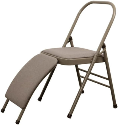 Thickened Iyengar Yoga Chair, Multi-Purpose Metal Foldable Fitness Chair, Yoga with Lumbar Support and Stretching Assistant Chair.,Black Cloth Surface