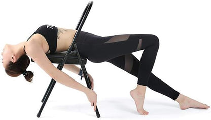 Metal Folding Yoga Chair,Iyengar Yoga Chair,Backless Yoga Chair,Double Beam Design Yoga Auxiliary Chair,Adult Yoga Chair,Suitable for Home,Gym,Black