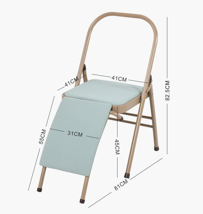 Thickened Iyengar Yoga Chair, Multi-Purpose Metal Foldable Fitness Chair, Yoga with Lumbar Support and Stretching Assistant Chair.,Black Cloth Surface