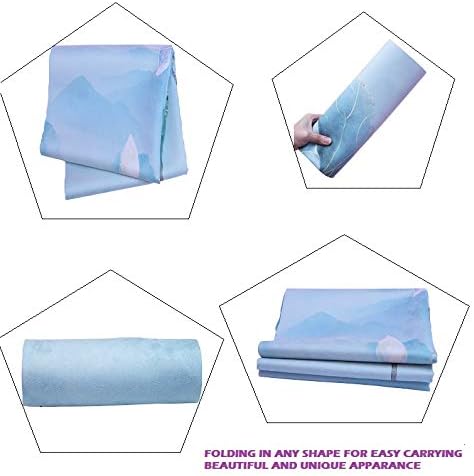 BESTZO Travel Yoga Mat-Sweat Absorbent Anti Slip,Portable 1/16 Inch Ultra Thin Folding Mat for Yoga Pilates Fitness Exercise,Comes with Carrying Bag (Quiet Lotus)