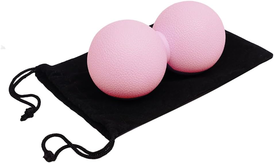 Double Lacrosse & Micro-Elastic Peanut Massage Ball - Myofascial Release Tool for Muscle, Back, Foot, and Physical Therapy, Mobility Roller for Acupressure and Relaxation (Pink)