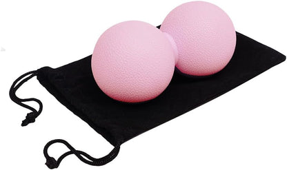 Double Lacrosse & Micro-Elastic Peanut Massage Ball - Myofascial Release Tool for Muscle, Back, Foot, and Physical Therapy, Mobility Roller for Acupressure and Relaxation (Pink)