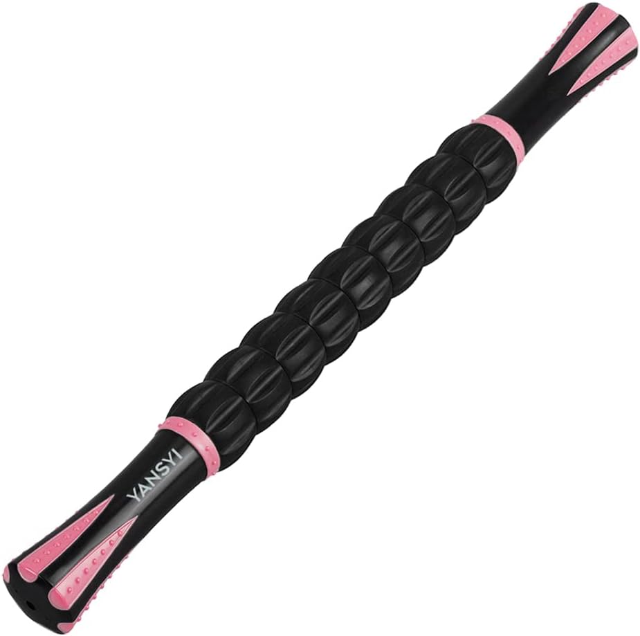 YANSYI Professional 9-Roller Deep Tissue Massage Stick - Portable Muscle Recovery Roller for Athletes, Relieves Post-Workout Soreness & Leg/Back Pain - Portable Physio Tool (Purple)