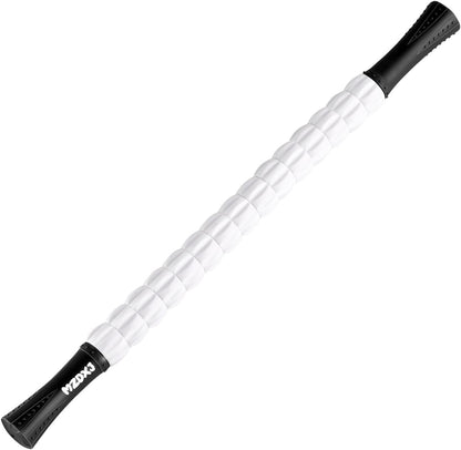 Muscle Roller Massage Roller Stick- Deep Tissue Fascia Blaster for Myofascial Pain Relief, Lymphatic Drainage & Body Sculpting, Handheld Physical Therapy & Recovery Tool (Gray black-18 inch)
