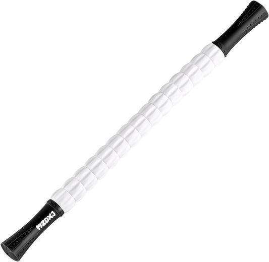 Muscle Roller Massage Roller Stick- Deep Tissue Fascia Blaster for Myofascial Pain Relief, Lymphatic Drainage & Body Sculpting, Handheld Physical Therapy & Recovery Tool (Gray black-18 inch)
