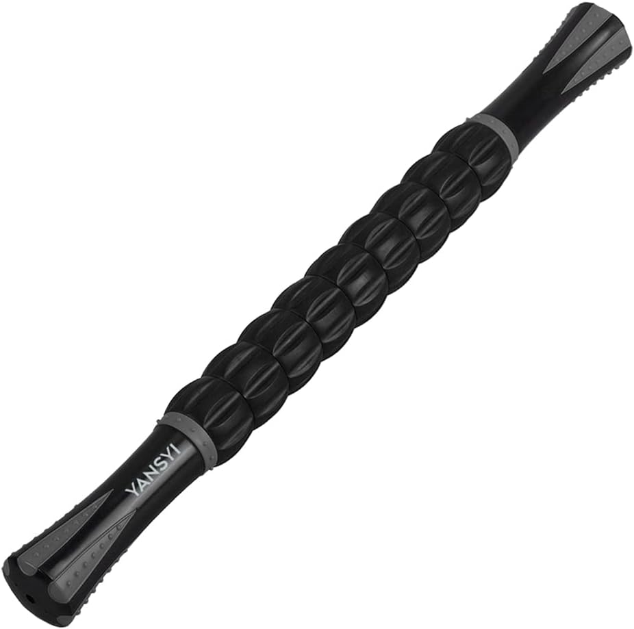 YANSYI Professional 9-Roller Deep Tissue Massage Stick - Portable Muscle Recovery Roller for Athletes, Relieves Post-Workout Soreness & Leg/Back Pain - Portable Physio Tool (Purple)