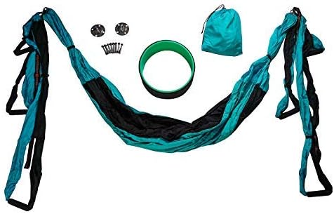 Swing/Hammock & Yoga Wheel Set; 2 Hanging Straps & Hardware Plus 12X5 Dharma Wheel, Perfect for Inversion, Flexibility & Exercise
