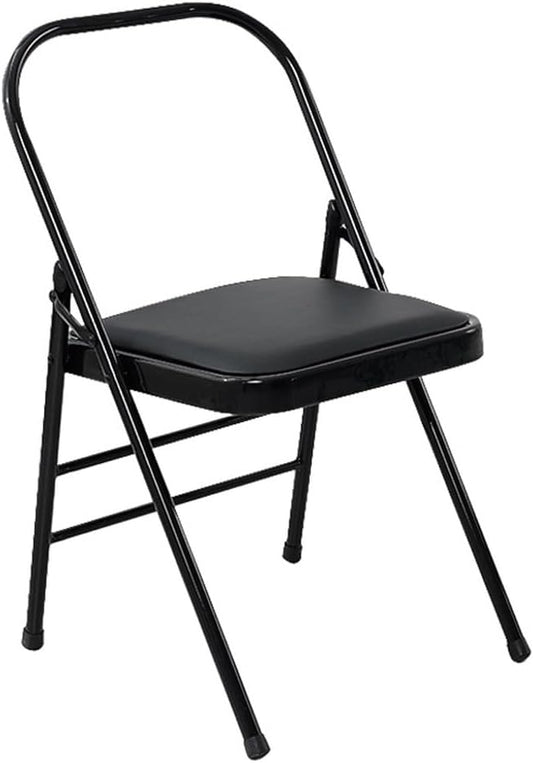Folding Yoga Chair, Iyengar Yoga Auxiliary Chair Non-Slip Folding Stool for Flexibility, Strength Training, Balance Handstand(Black)