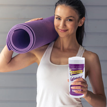 Original Fitness Equipment Wipes -EWG Verified - 50 Count Plant-Based No-Lint Cloth Gym Wipes for Workout Equipment, Yoga Mat Cleaner, Peloton Cleaner with Lavender Essential Oil & Vinegar