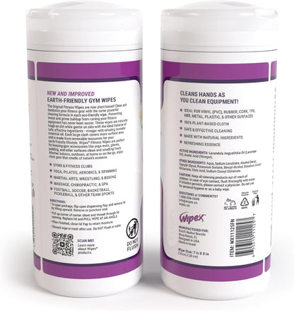 Original Fitness Equipment Wipes -EWG Verified - 50 Count Plant-Based No-Lint Cloth Gym Wipes for Workout Equipment, Yoga Mat Cleaner, Peloton Cleaner with Lavender Essential Oil & Vinegar