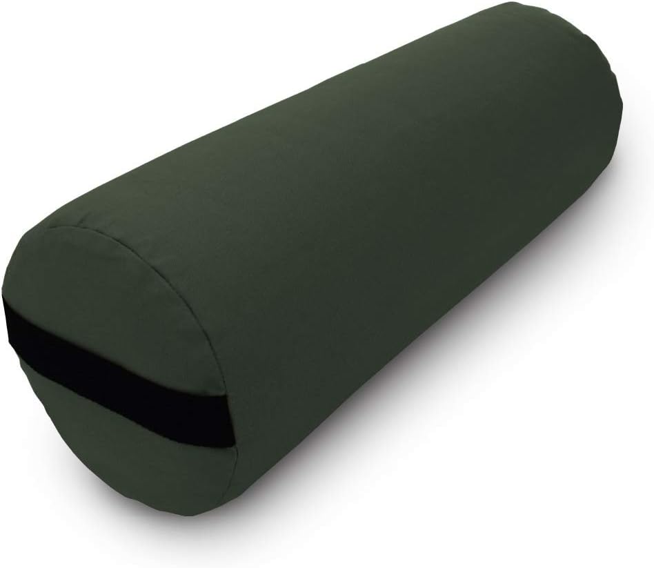 Bean Products Cotton Batting Yoga Bolster - Studio Grade Round or Rectangular Restorative Yoga Pillow for Pilates and Yin Practice - Soft Yet Firm Support with Cotton Cover - Made in The USA