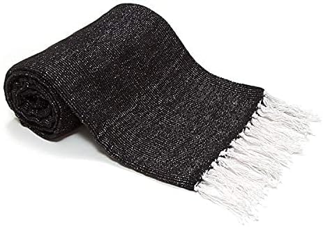 Americanflat 50x70 Authentic Mexican Throw Blanket - Falsa Blanket - Soft Cotton Throw Blankets for Indoor or Outdoor - Use for Yoga, Meditation, or Beach - Grey Stripes