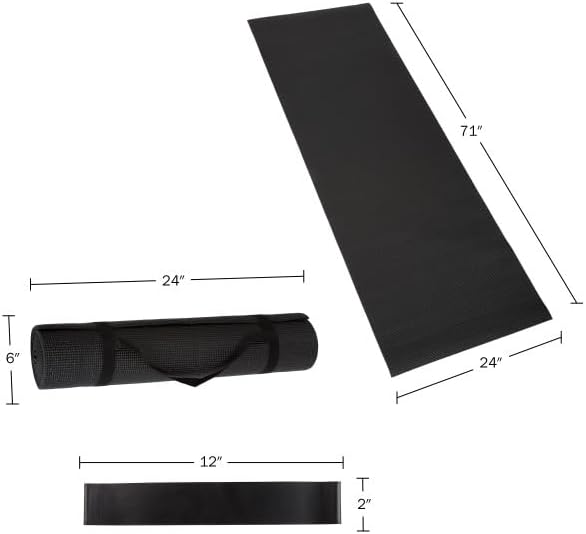 Yoga Mat Set - 4-Pack of Resistance Bands for Working Out with 1/4-Inch Workout Mat - Home Gym Starter Kit - Exercise Equipment by Wakeman (Black)