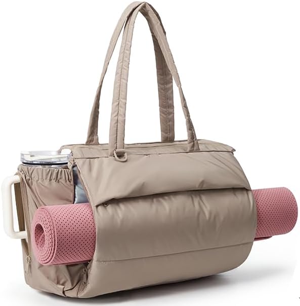 BAGSMART Yoga Tote Bag for Women with Knotted Handle, Lightweight Pilates Bag with Yoga Mat Holder, Gym Bag for Work Travel