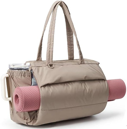 BAGSMART Yoga Tote Bag for Women with Knotted Handle, Lightweight Pilates Bag with Yoga Mat Holder, Gym Bag for Work Travel