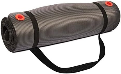 Body Sport 1/2 Inch Non-Slip Exercise Mat with Carry Strap for Men & Women - Thick Foam Surface for Yoga, Pilates, Fitness, and Aerobics - Home & Gym Workouts