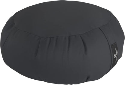 Hugger Mugger Zafu Meditation Cushion - Support in Cross-Legged Sitting, Buckwheat Filled, Durable Fabric, Convenient Handle, Handmade in USA